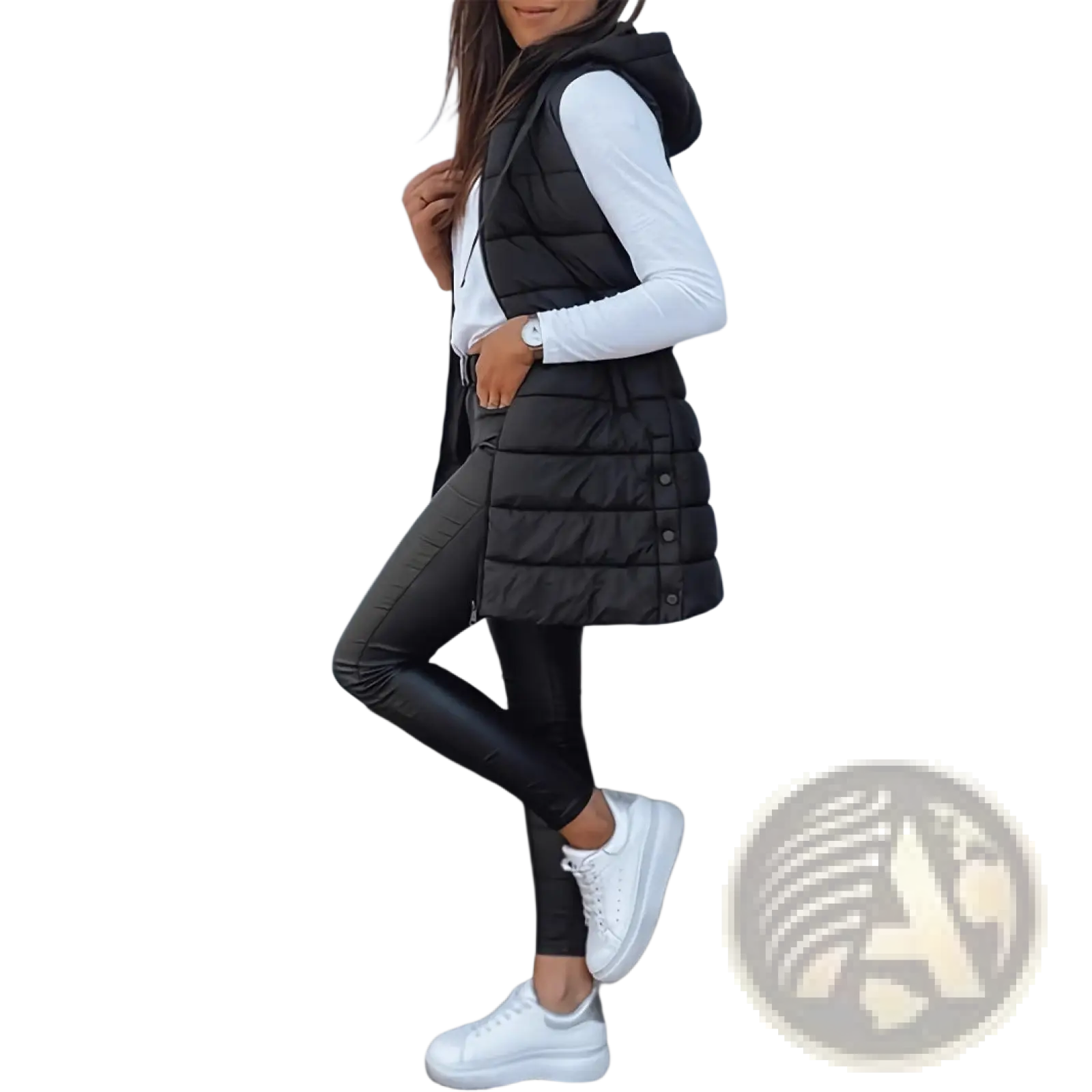 Quilted Hooded Puffer Vest Solid Cotton Outerwear