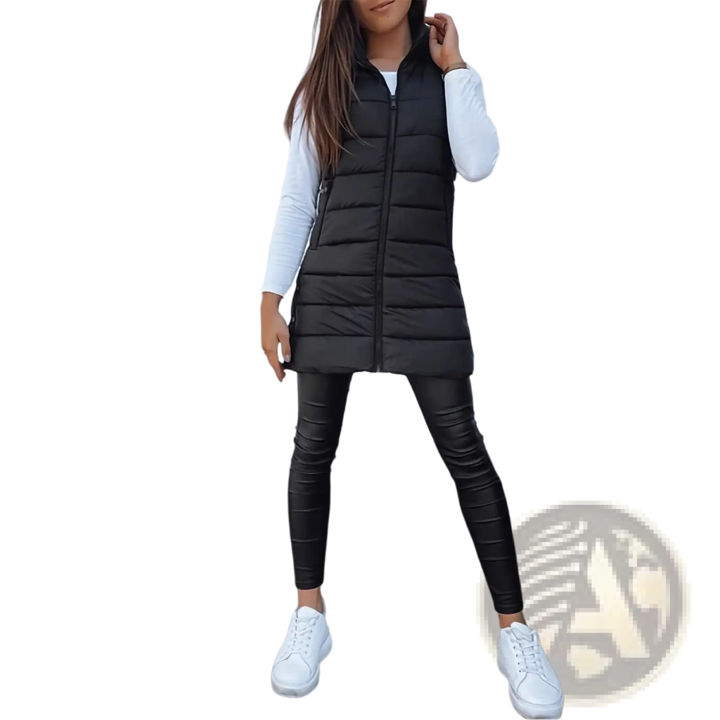 Quilted Hooded Puffer Vest Solid Cotton Outerwear