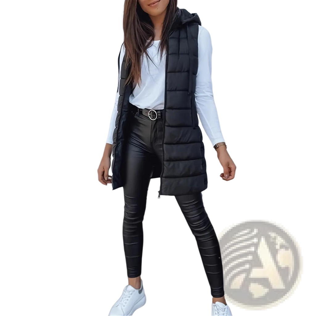Quilted Hooded Puffer Vest Solid Cotton Outerwear