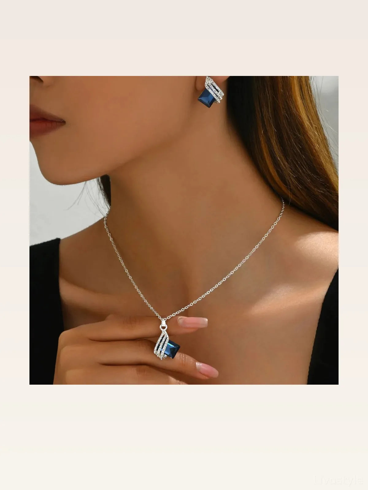 Crystal Geometric Earrings and Necklace Jewelry Set