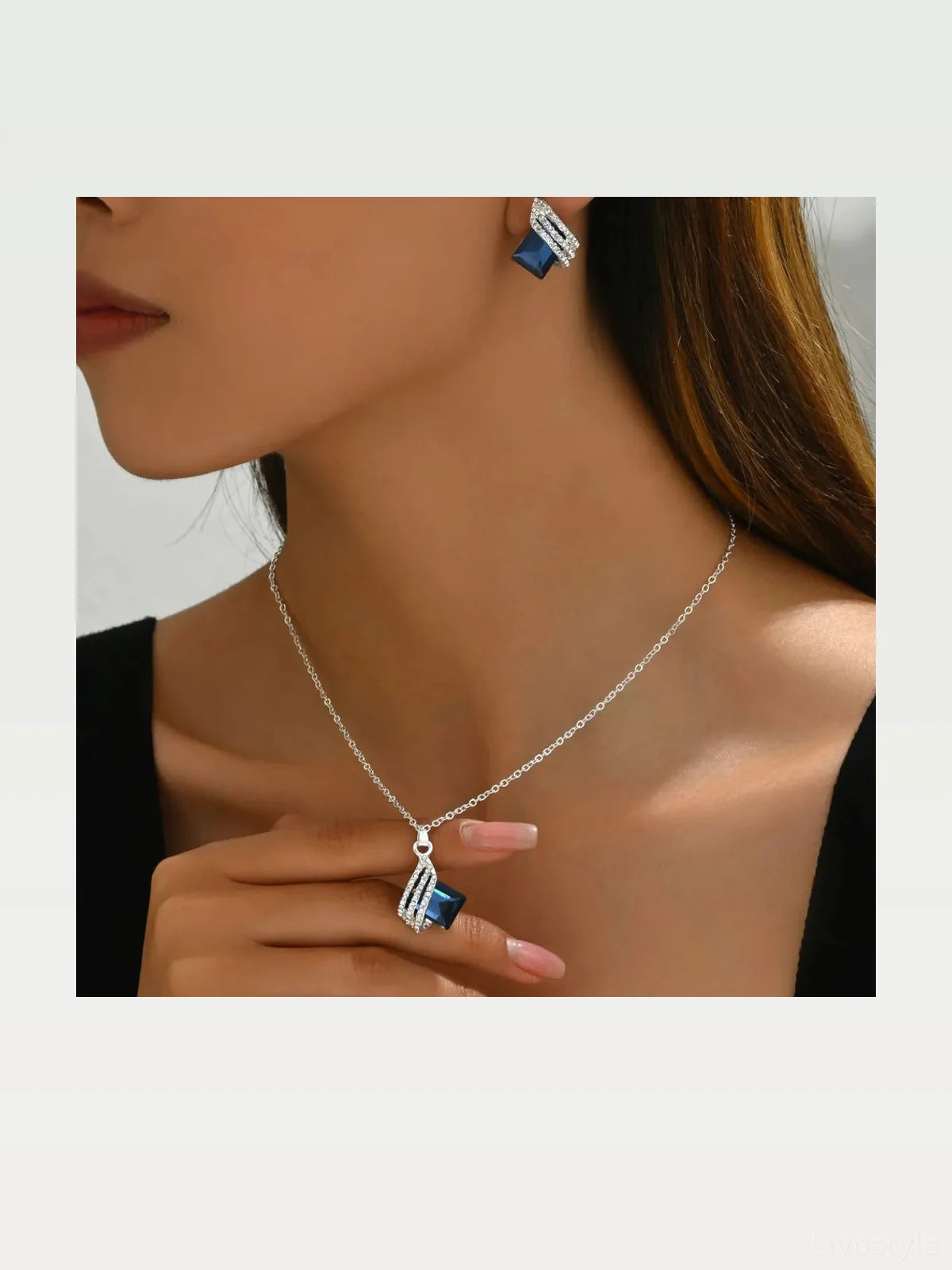 Crystal Geometric Earrings and Necklace Jewelry Set