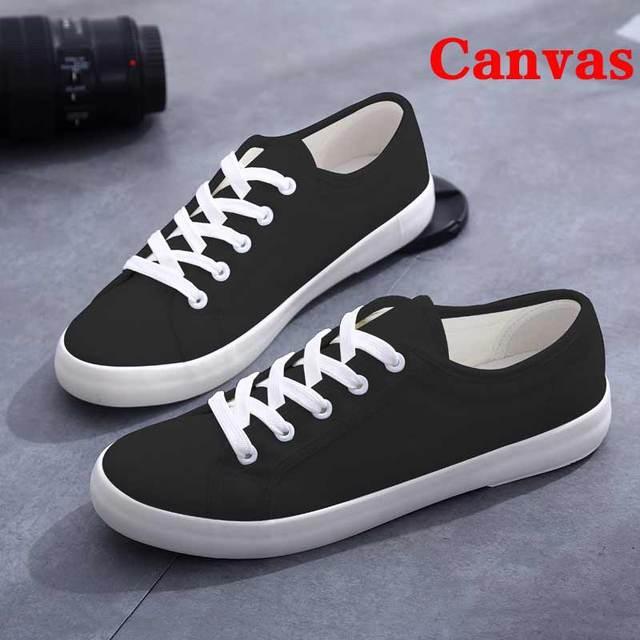 Women's Sneakers  White Leather Canvas Shoes Casual Cotton Slip on Canvas Comfortable Walking Flats Sneakers