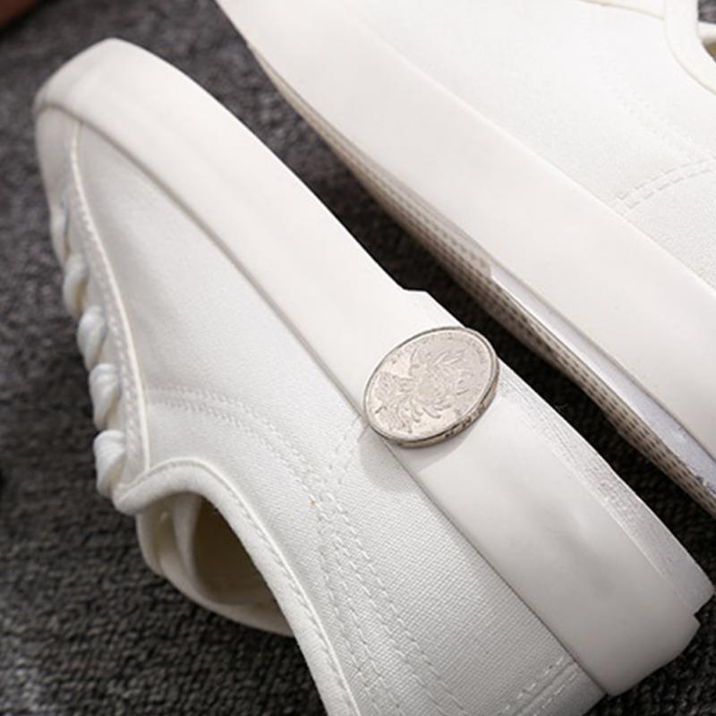 Women's Sneakers  White Leather Canvas Shoes Casual Cotton Slip on Canvas Comfortable Walking Flats Sneakers