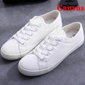 Women's Sneakers  White Leather Canvas Shoes Casual Cotton Slip on Canvas Comfortable Walking Flats Sneakers