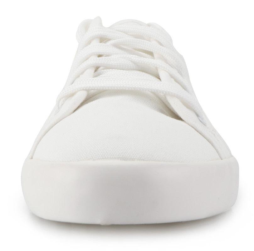 Women's Sneakers  White Leather Canvas Shoes Casual Cotton Slip on Canvas Comfortable Walking Flats Sneakers