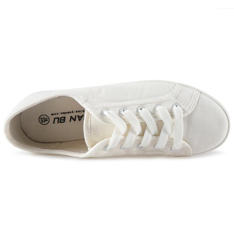Women's Sneakers  White Leather Canvas Shoes Casual Cotton Slip on Canvas Comfortable Walking Flats Sneakers