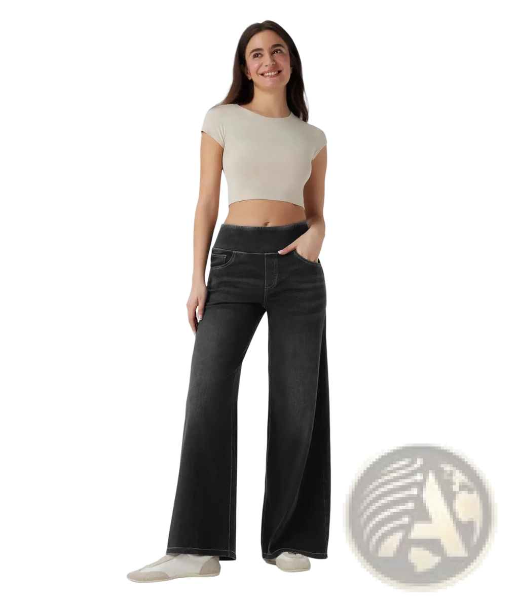 Wide Leg Stretchy High Waisted Jeans