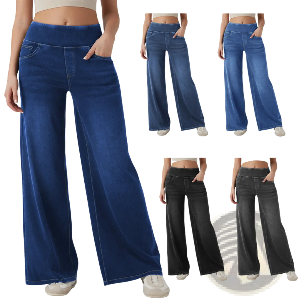 Wide Leg Stretchy High Waisted Jeans