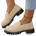 Women's Platform Suede Loafers Casual Leather Shoes