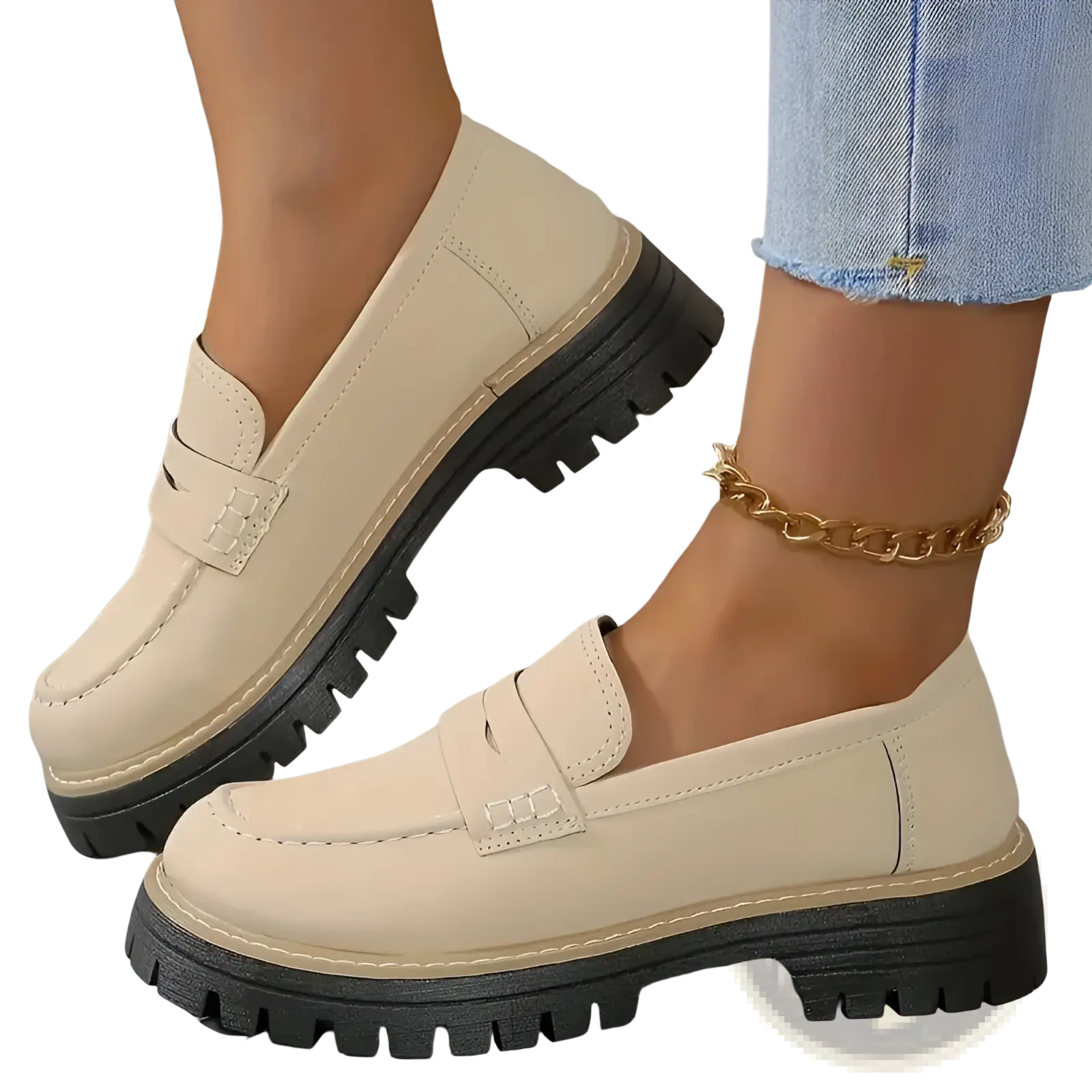 Women's Platform Suede Loafers Casual Leather Shoes