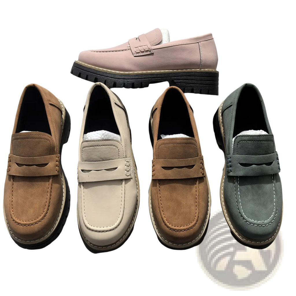 Women's Platform Suede Loafers Casual Leather Shoes