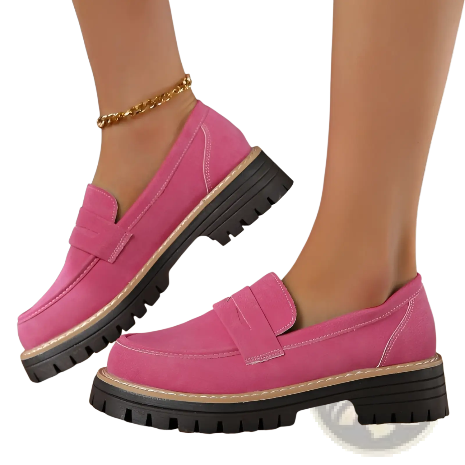 Women's Platform Suede Loafers Casual Leather Shoes