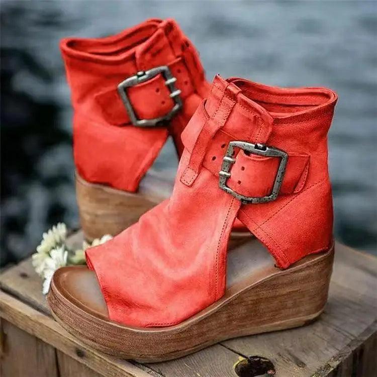 Women's Sandals Summer Retro Peep Toe Elegant Comfortable Leather Design for Women